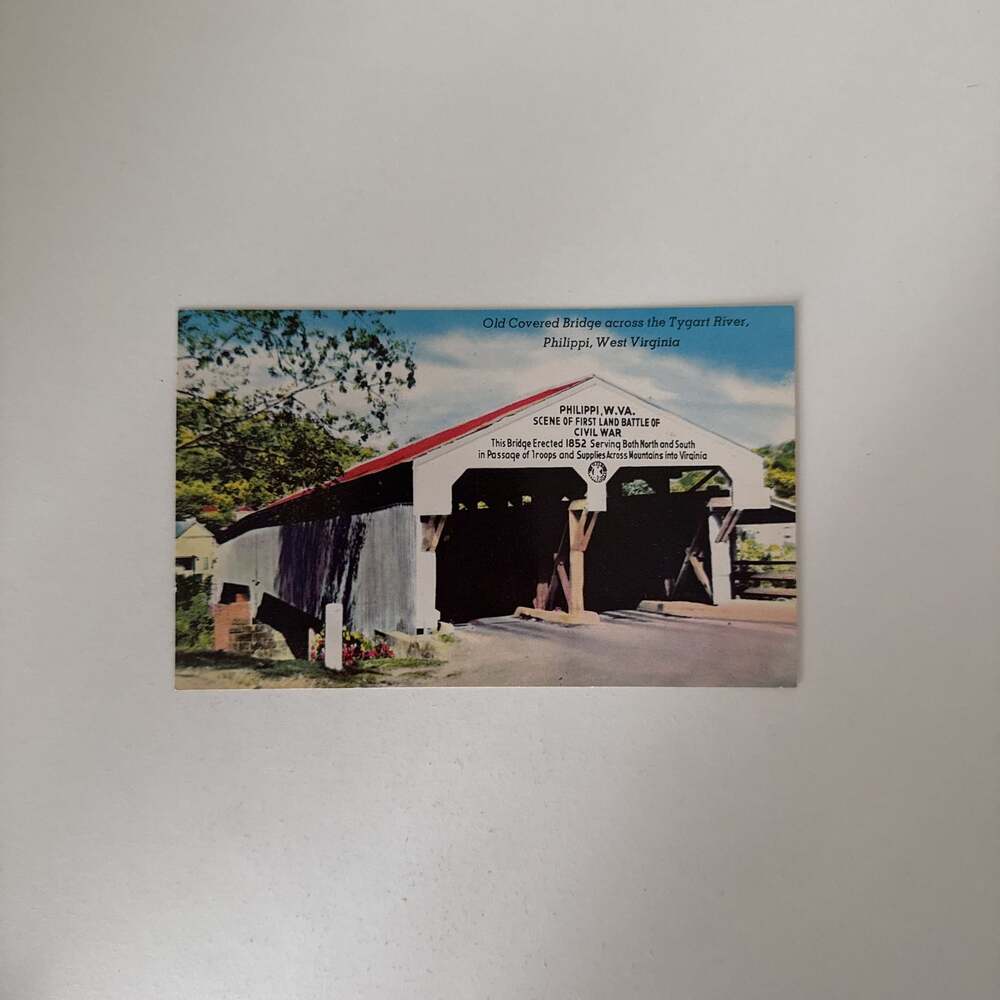 Postcard Old Covered Bridge Philippi West Virginia WV Civil War Battle Tygart Ri